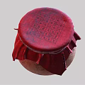 Traditional Rustic Ceramic Wine Bottle Featuring Red Cloth Cover And Knotted Rope Design